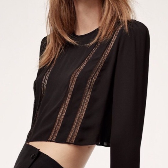 New! Sunday Best - Aritzia cropped blouse, blue extra small - Picture 3 of 11